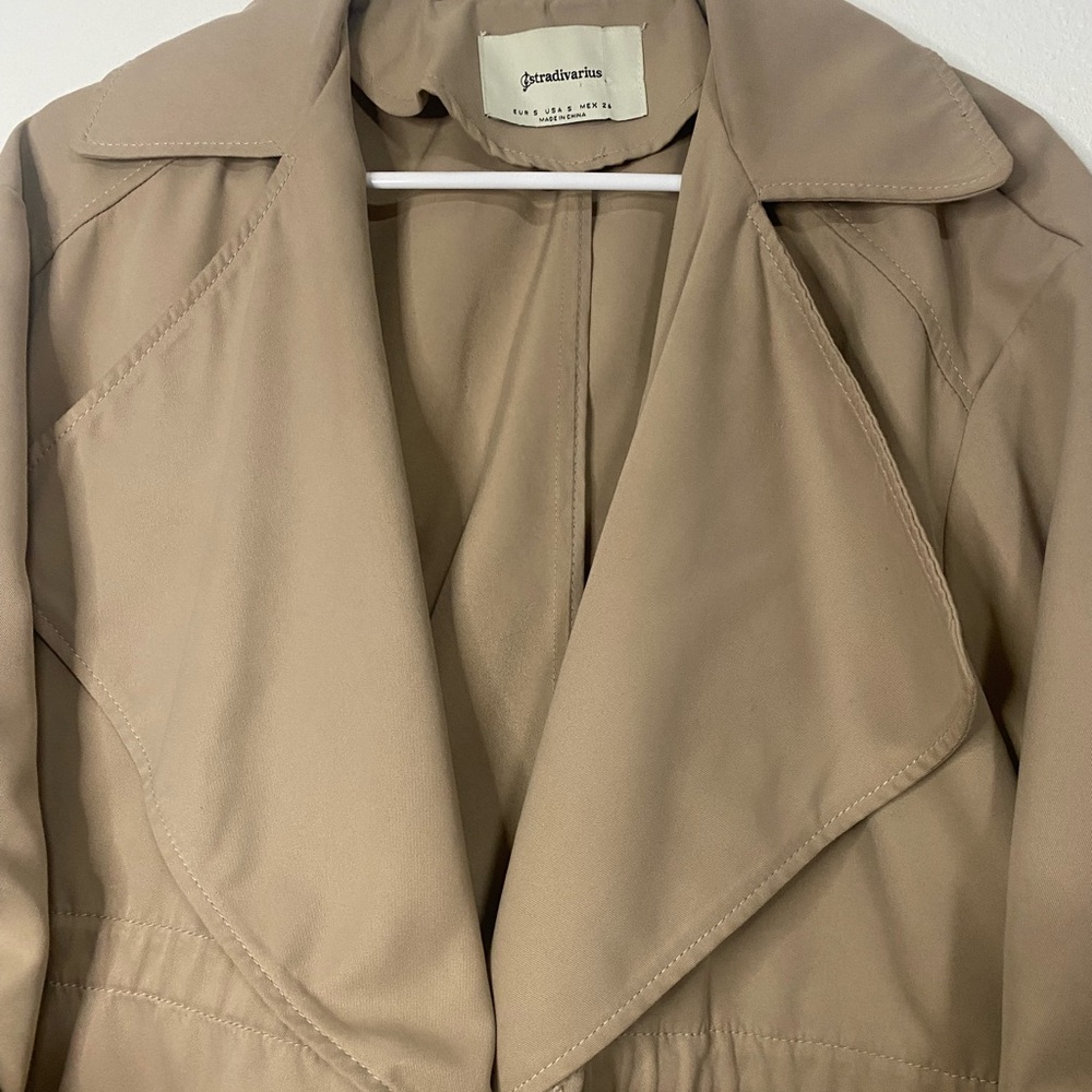 Stradivarius Olive Trench Coat Size S - Picture 9 of 16